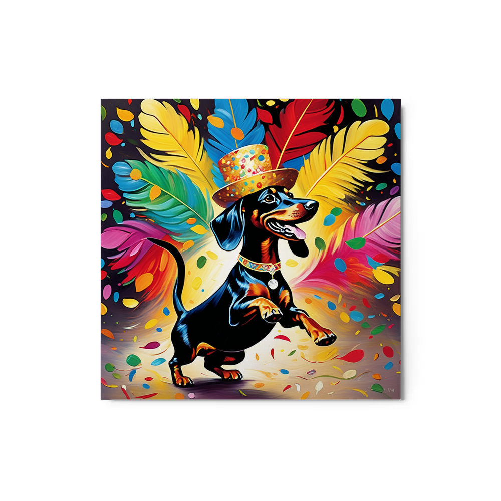 PugMug Custom Black Dachshund Metal Print