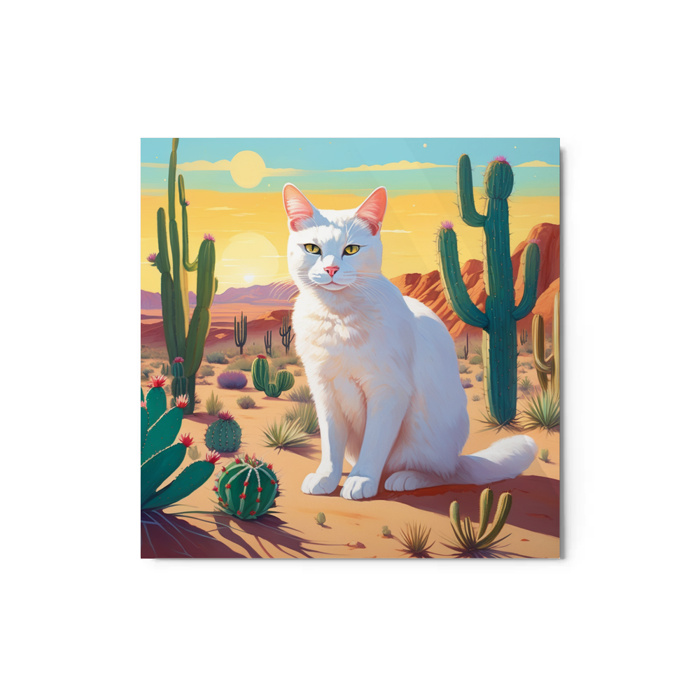 PugMug Custom White Companion Cat Metal Print