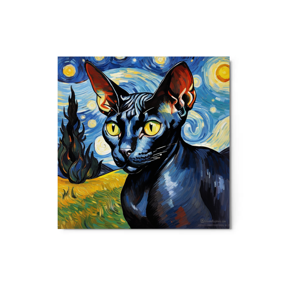 PugMug Custom Black Sphynx Cat Metal Print