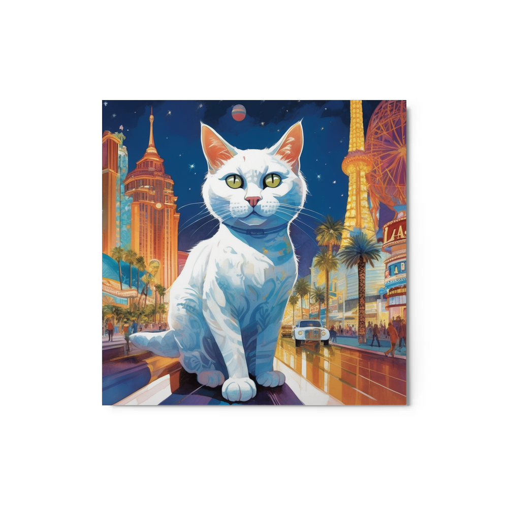 PugMug Custom White Companion Cat Metal Print