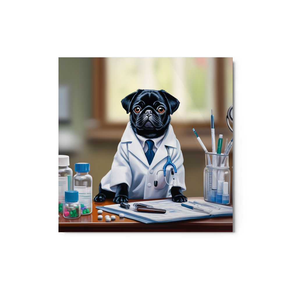 PugMug Custom Black Pug Metal Print