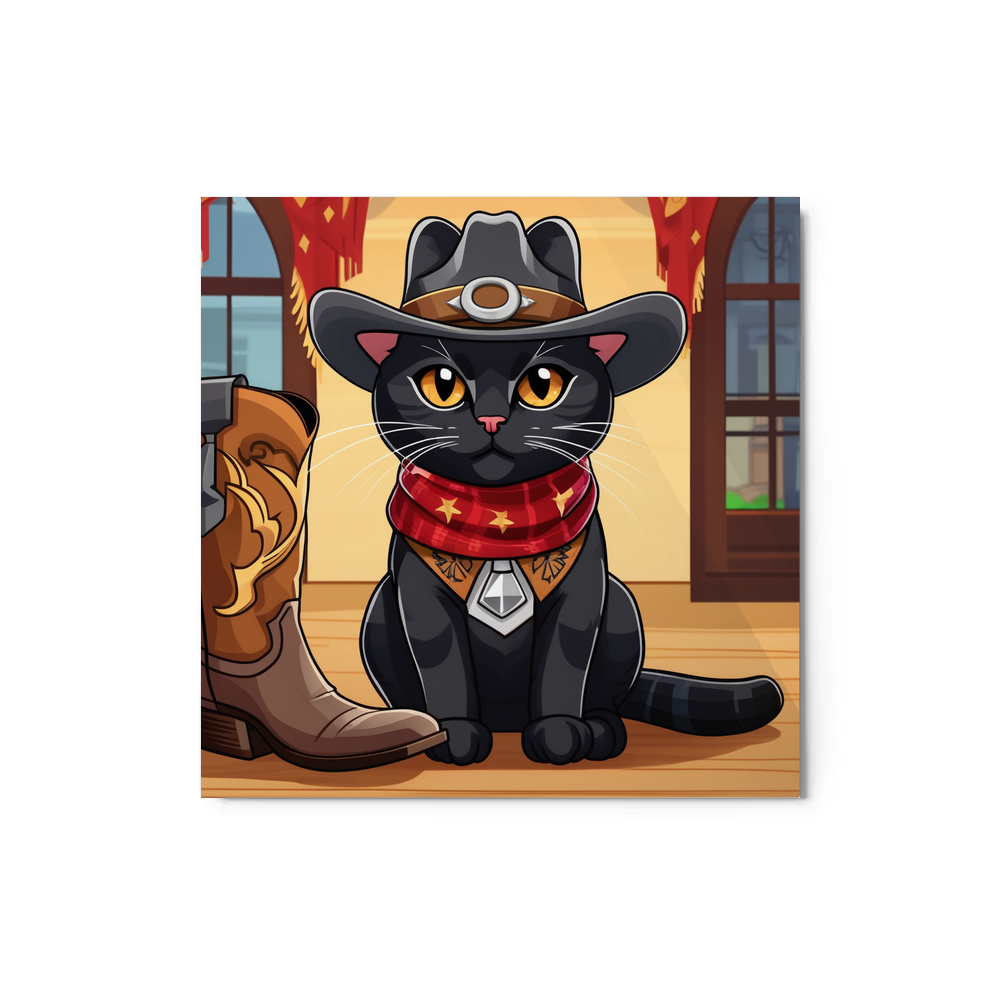 PugMug Custom Black American Shorthair Cat Metal Print