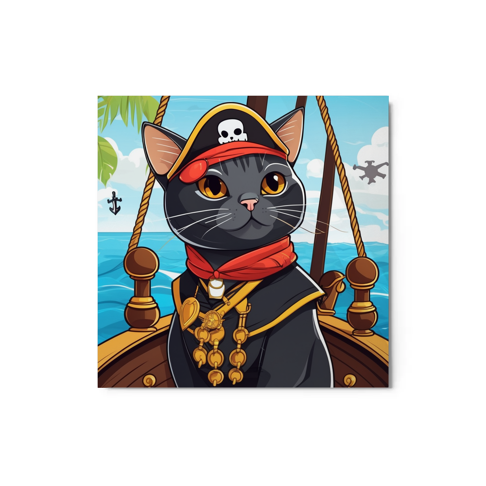 PugMug Custom Black American Shorthair Cat Metal Print