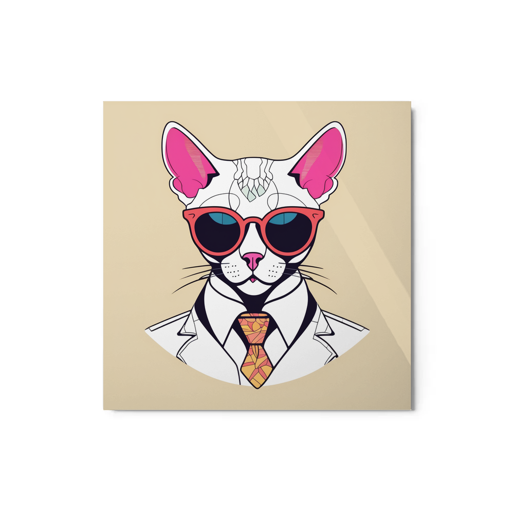 PugMug Custom White Devon Rex Cat Metal Print