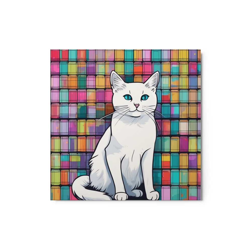 PugMug Custom White Companion Cat Metal Print