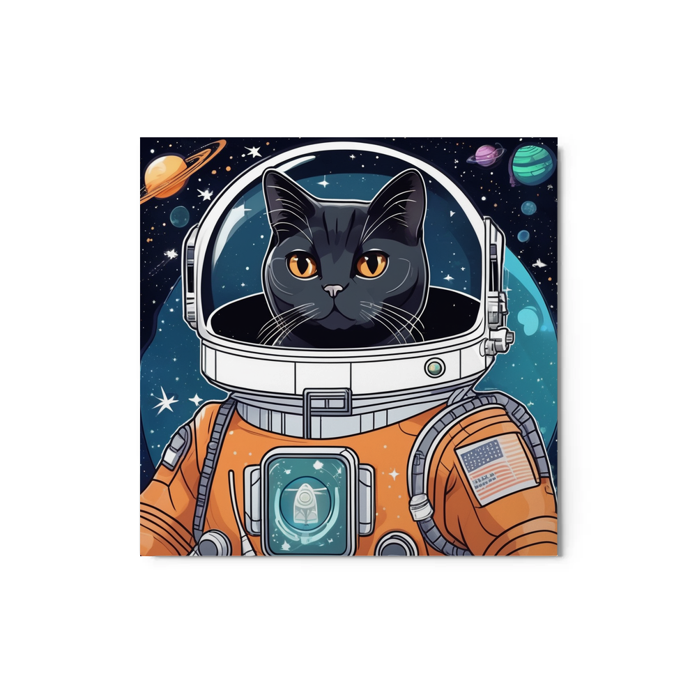 PugMug Custom Black British Shorthair Cat Metal Print