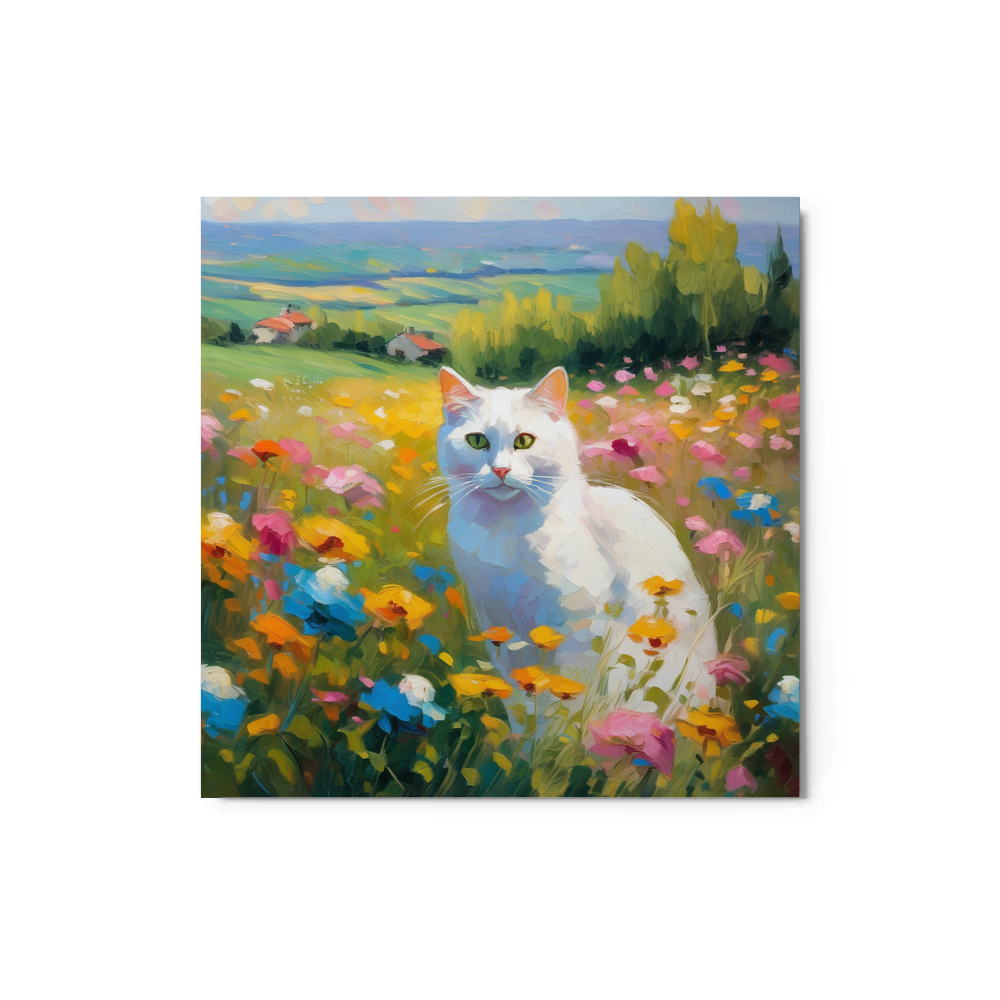 PugMug Custom White Companion Cat Metal Print