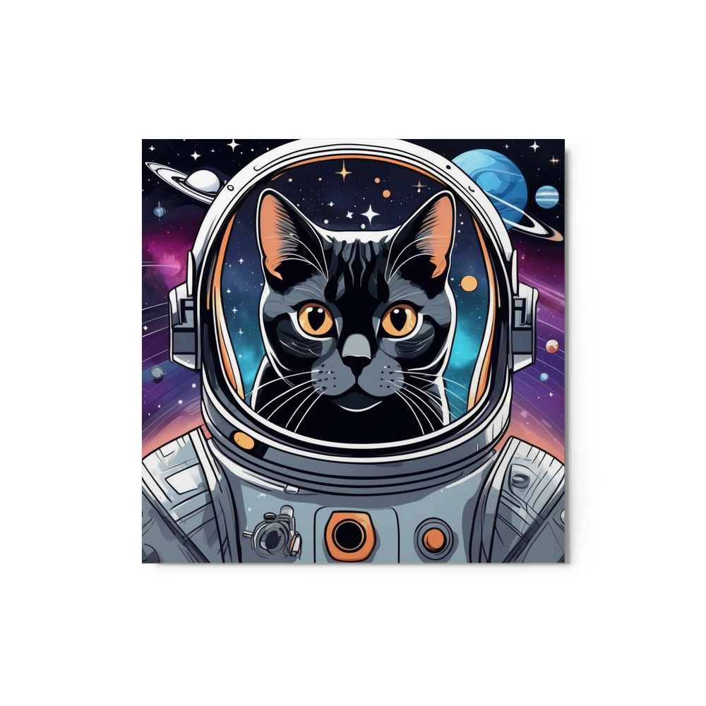 PugMug Custom Black American Shorthair Cat Metal Print