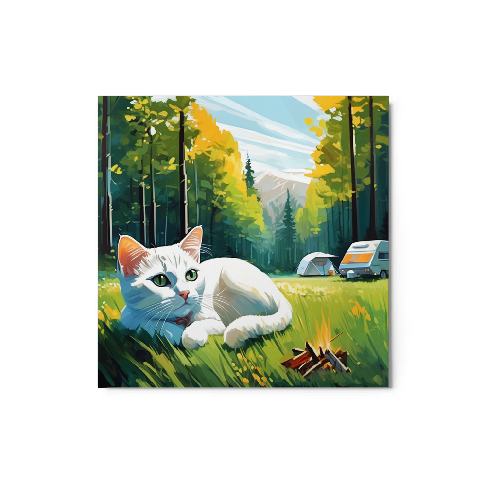 PugMug Custom White Companion Cat Metal Print