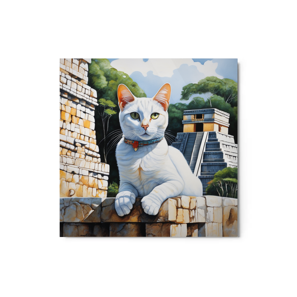 PugMug Custom White Companion Cat Metal Print