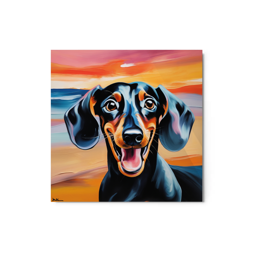 PugMug Custom Black Dachshund Metal Print