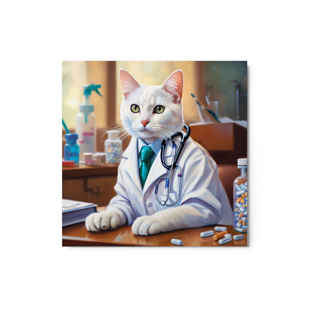 PugMug Custom White Companion Cat Metal Print