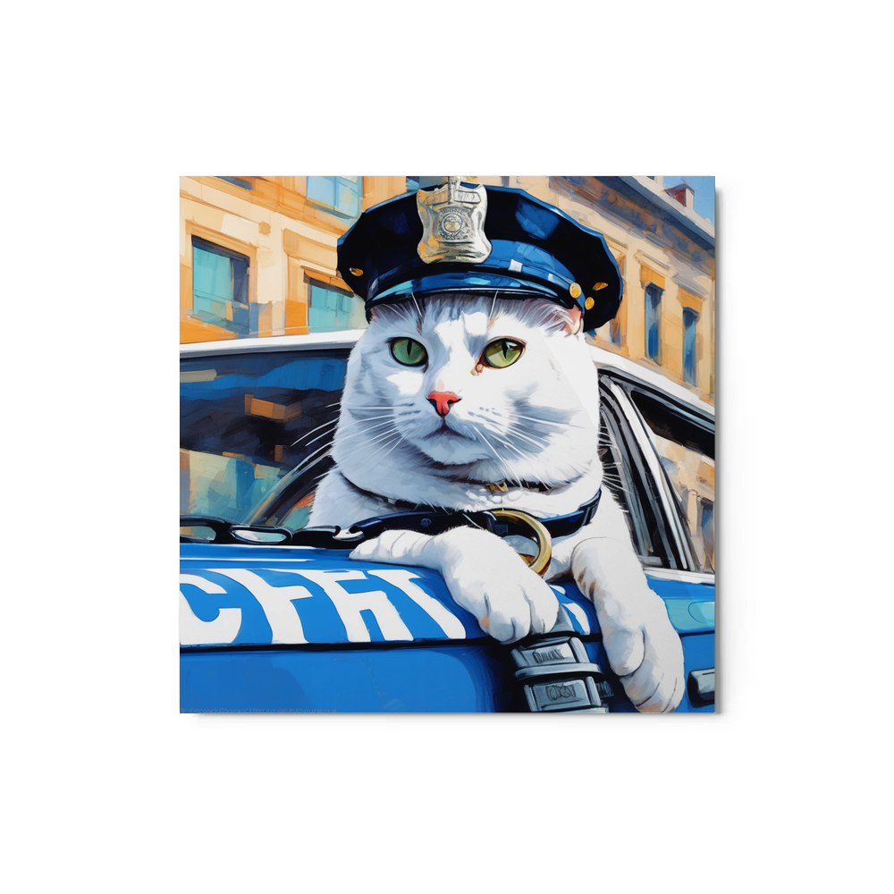 PugMug Custom White Companion Cat Metal Print