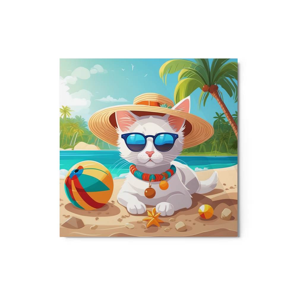 PugMug Custom White Companion Cat Metal Print