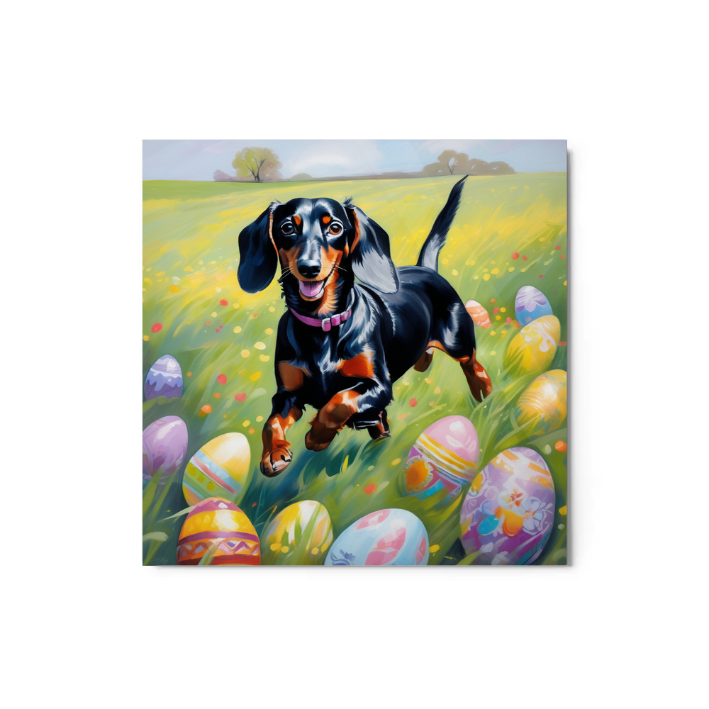 PugMug Custom Black Dachshund Metal Print