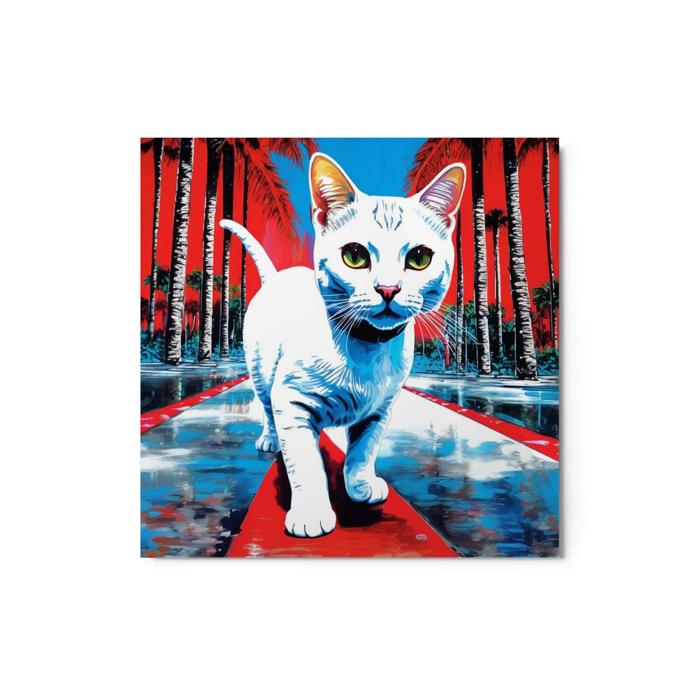 PugMug Custom White American Shorthair Cat Metal Print