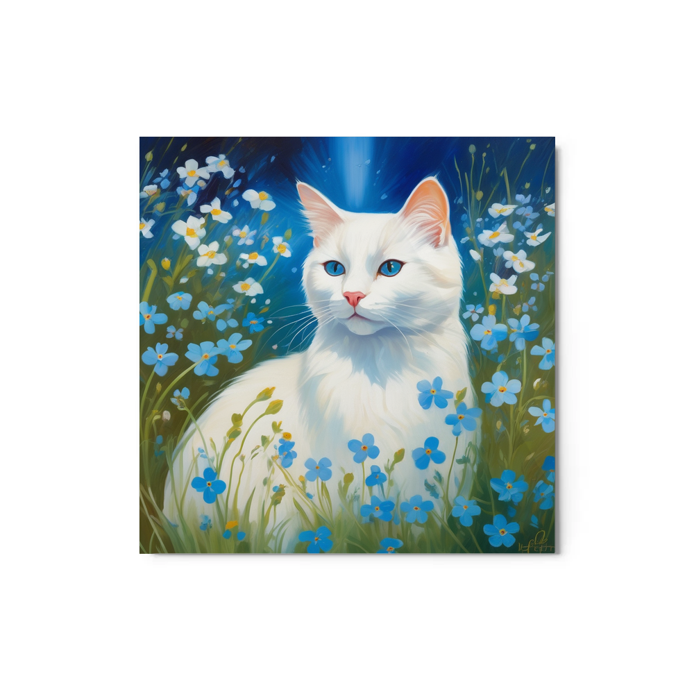 PugMug Custom White Companion Cat Metal Print