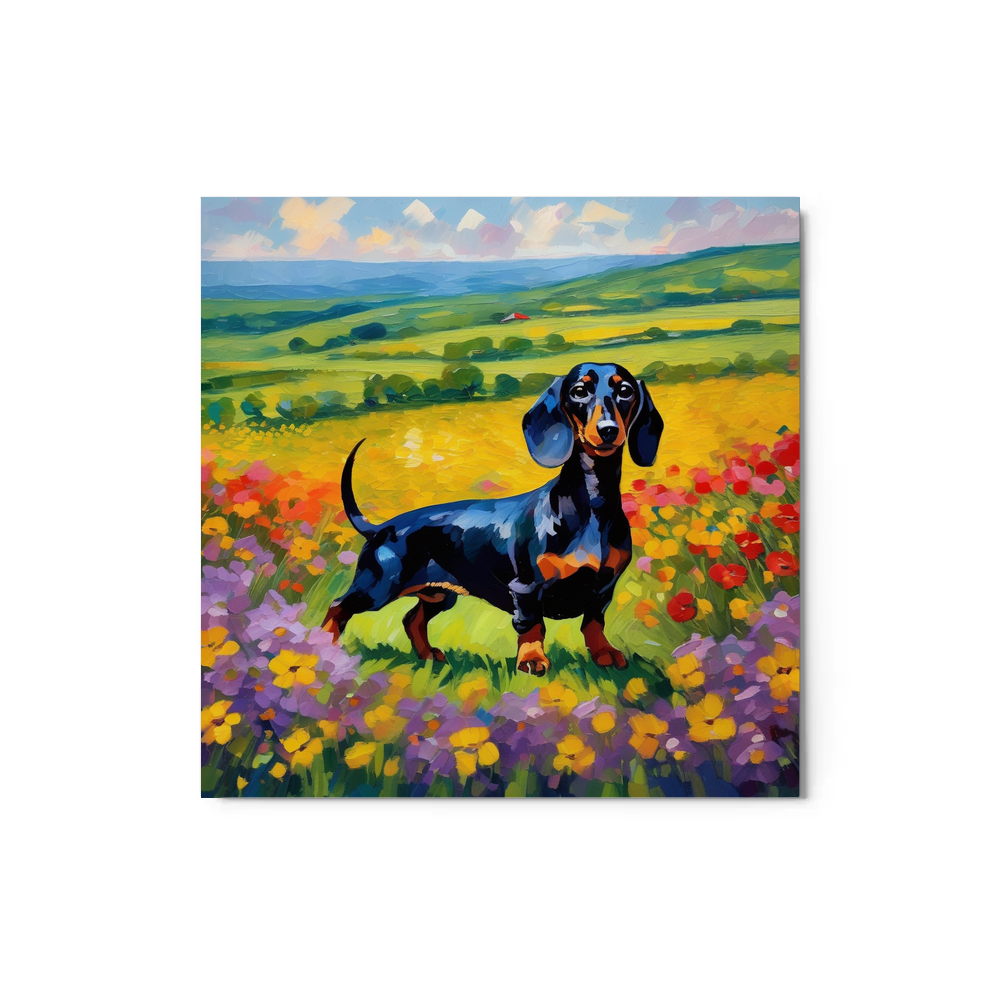 PugMug Custom Black Dachshund Metal Print