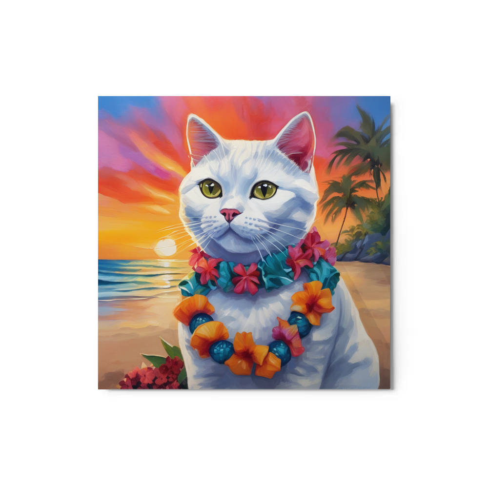 PugMug Custom White British Shorthair Cat Metal Print