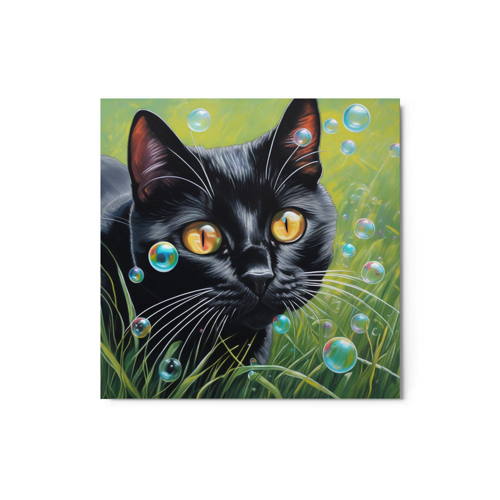 PugMug Custom Black American Shorthair Cat Metal Print