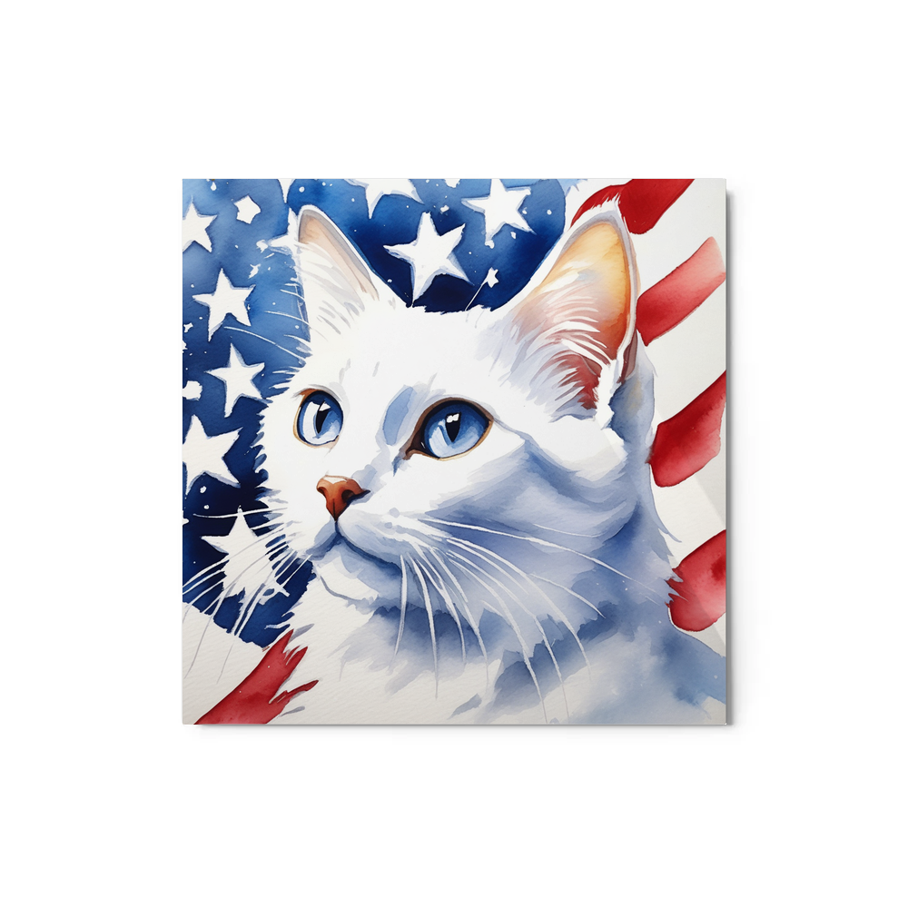 PugMug Custom White Companion Cat Metal Print