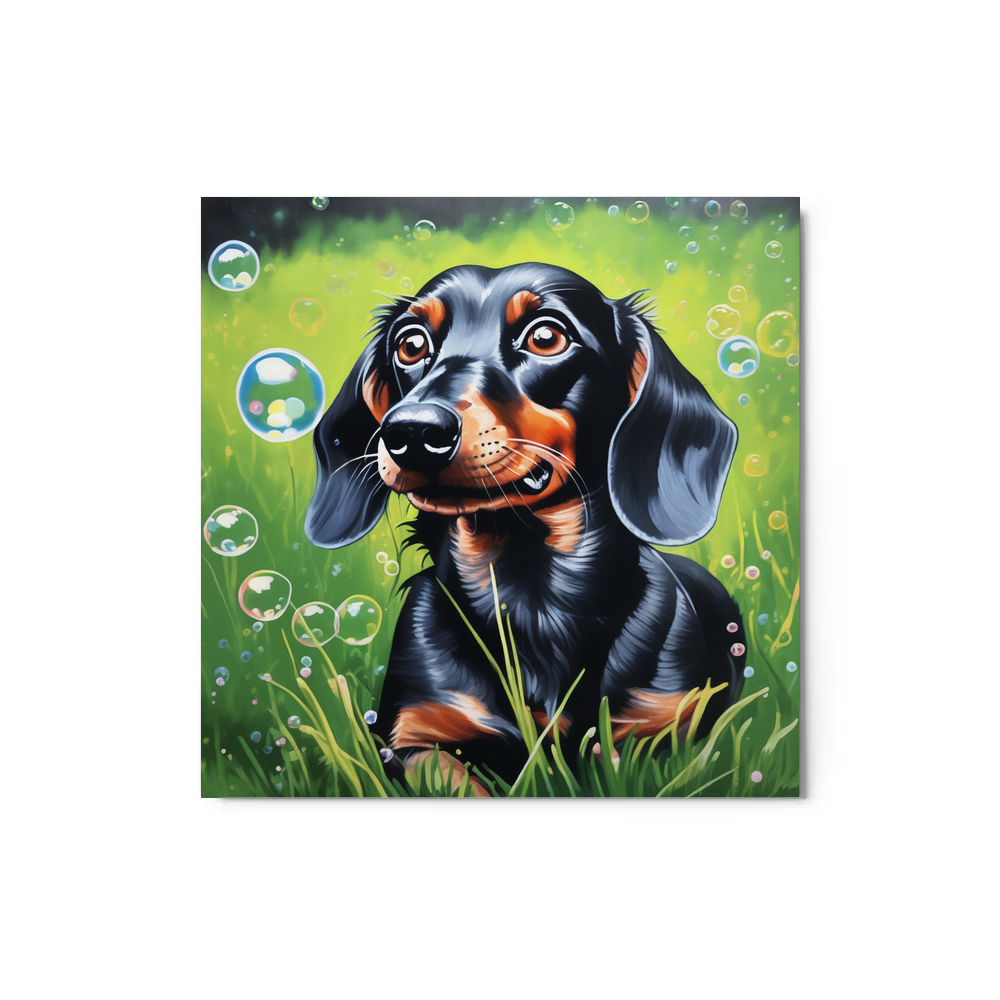 PugMug Custom Black Dachshund Metal Print