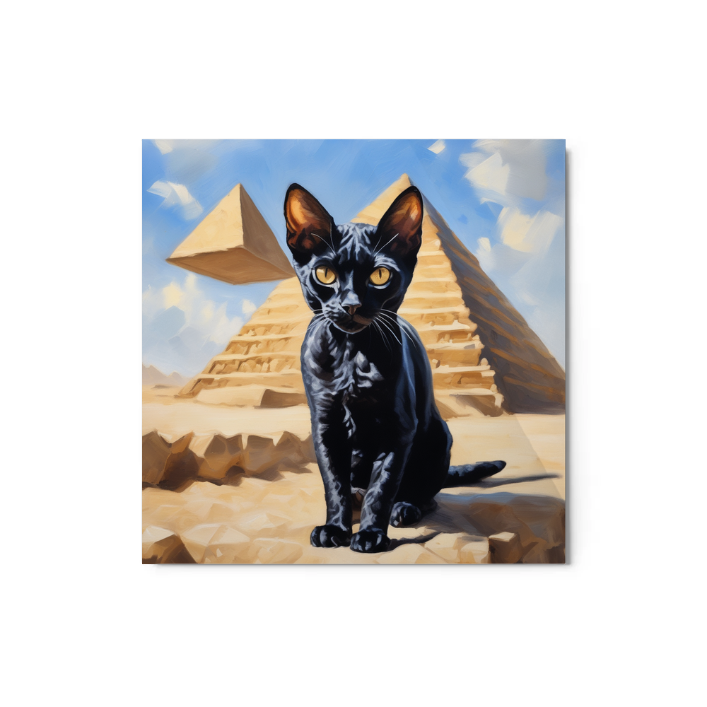 PugMug Custom Black Devon Rex Cat Metal Print