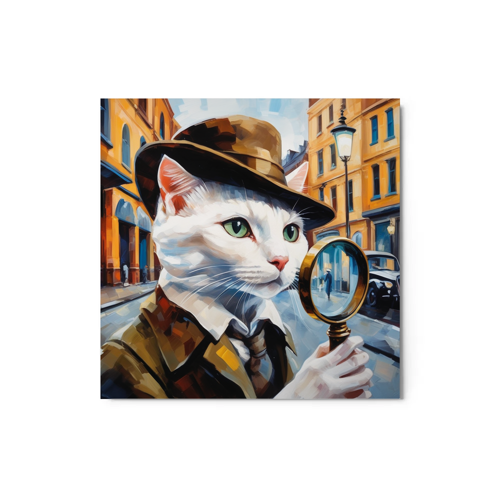 PugMug Custom White Companion Cat Metal Print