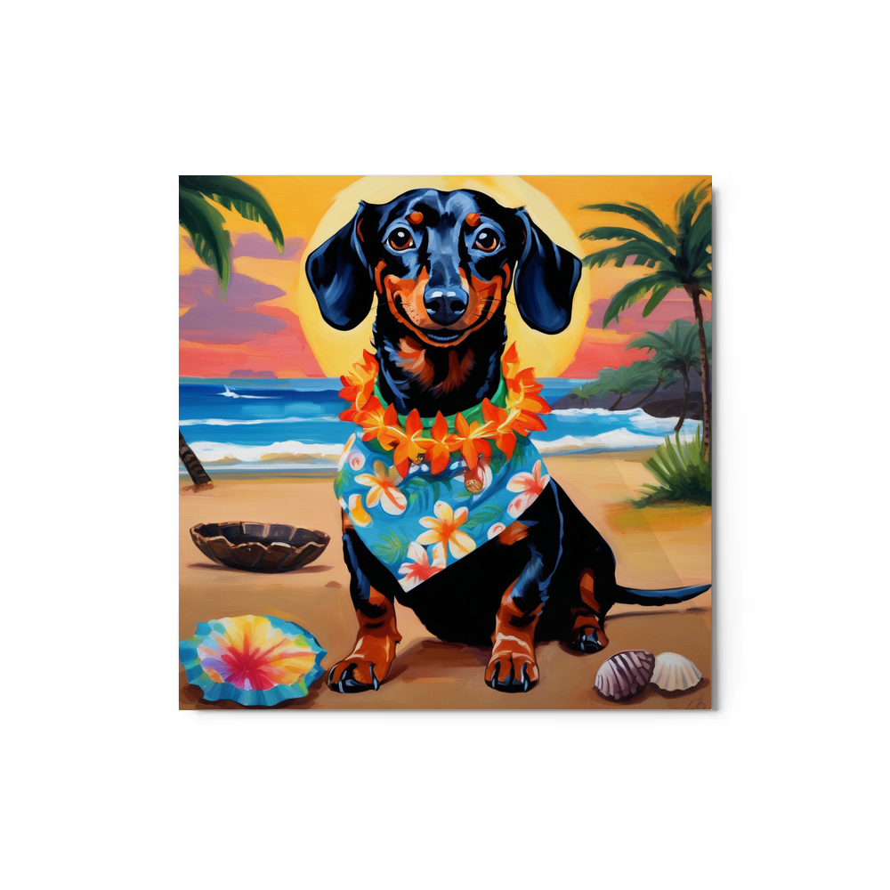 PugMug Custom Black Dachshund Metal Print