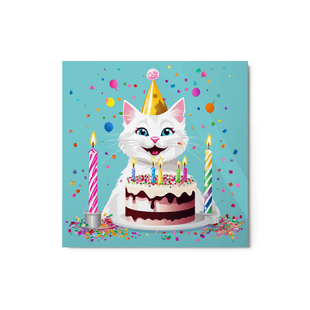 PugMug Custom White Companion Cat Metal Print