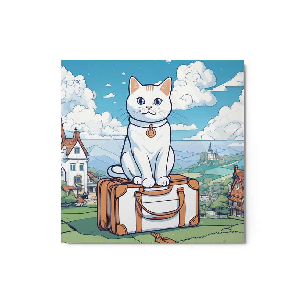 PugMug Custom White Companion Cat Metal Print