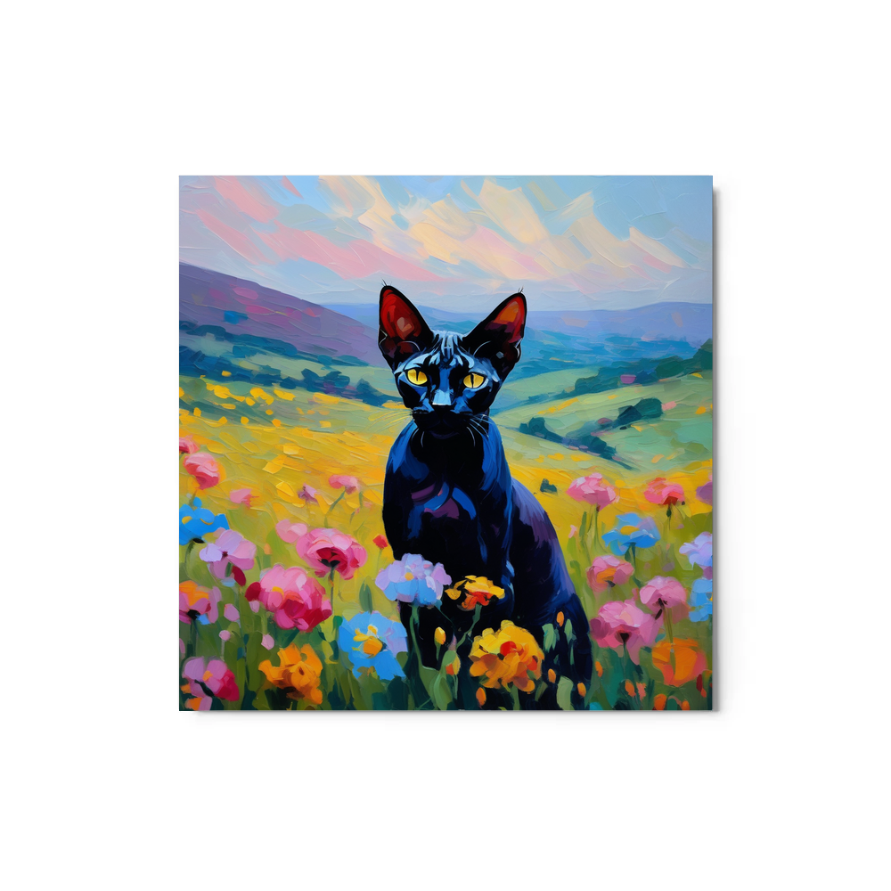 PugMug Custom Black Sphynx Cat Metal Print