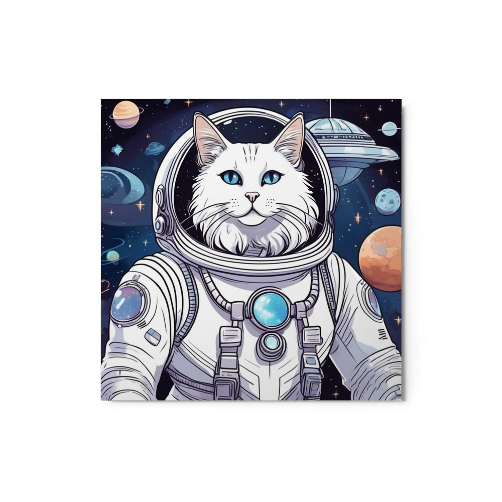 PugMug Custom White Companion Cat Metal Print