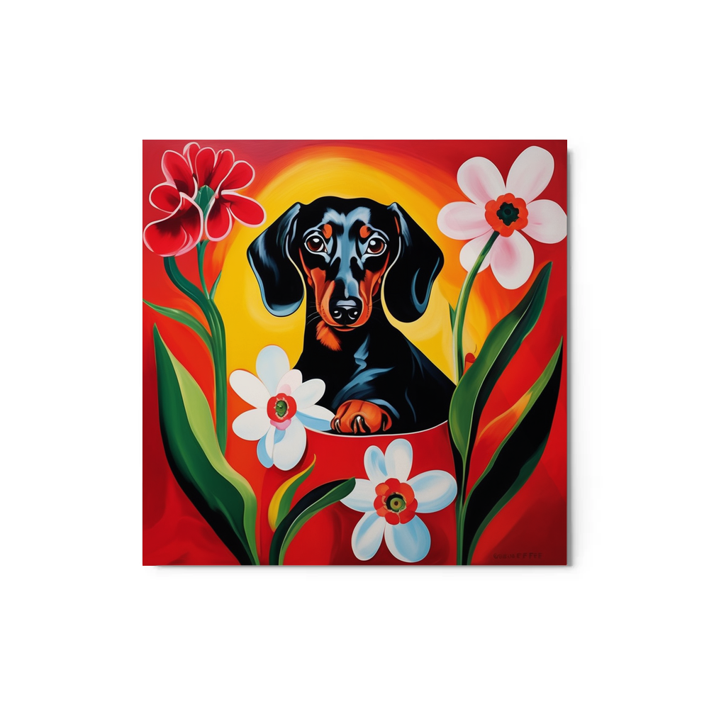 PugMug Custom Black Dachshund Metal Print