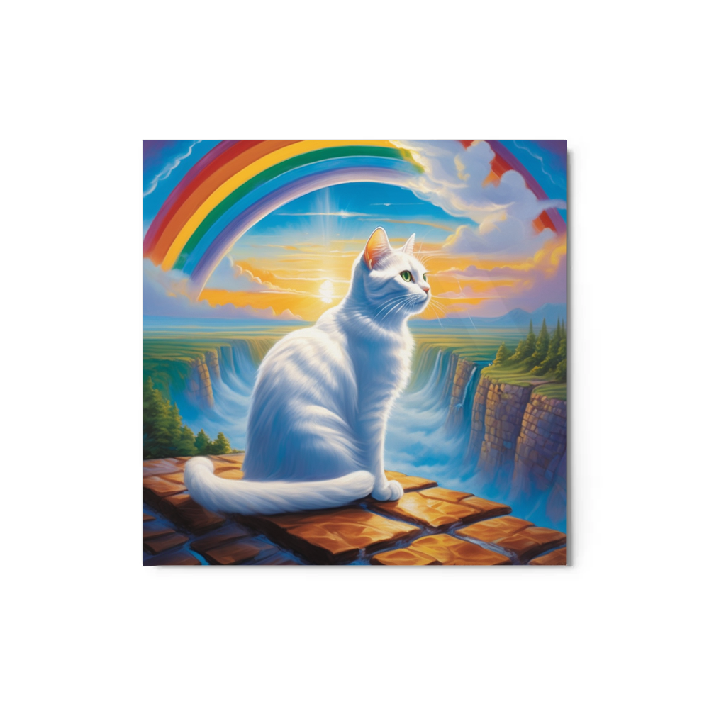 PugMug Custom White Companion Cat Metal Print