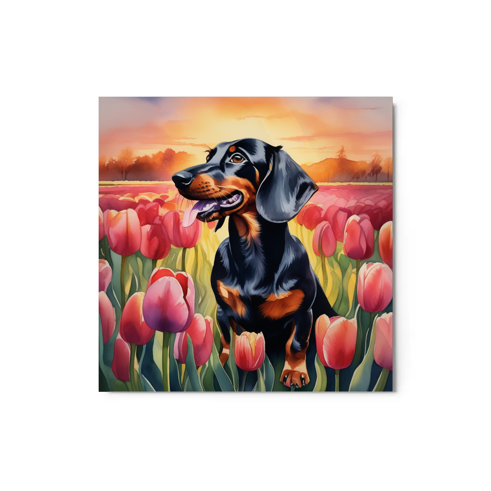 PugMug Custom Black Dachshund Metal Print