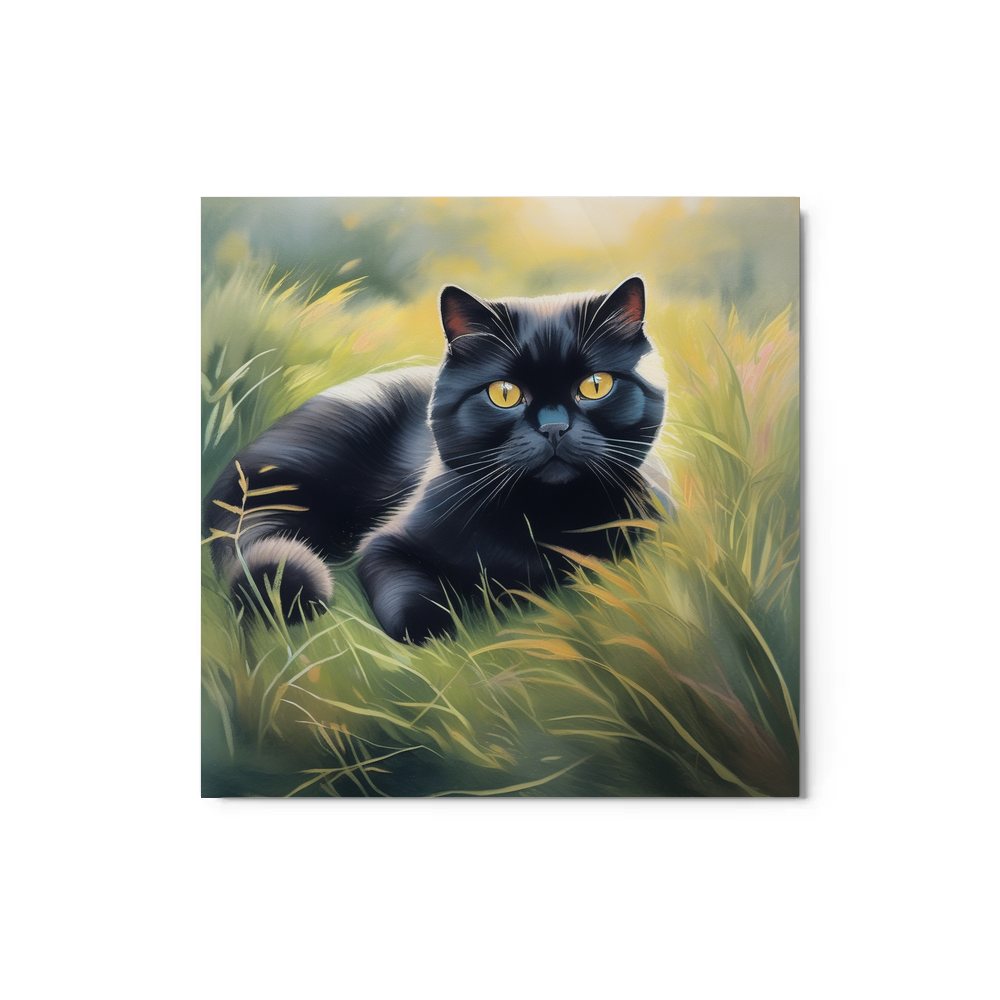 PugMug Custom Black Scottish Fold Cat Metal Print