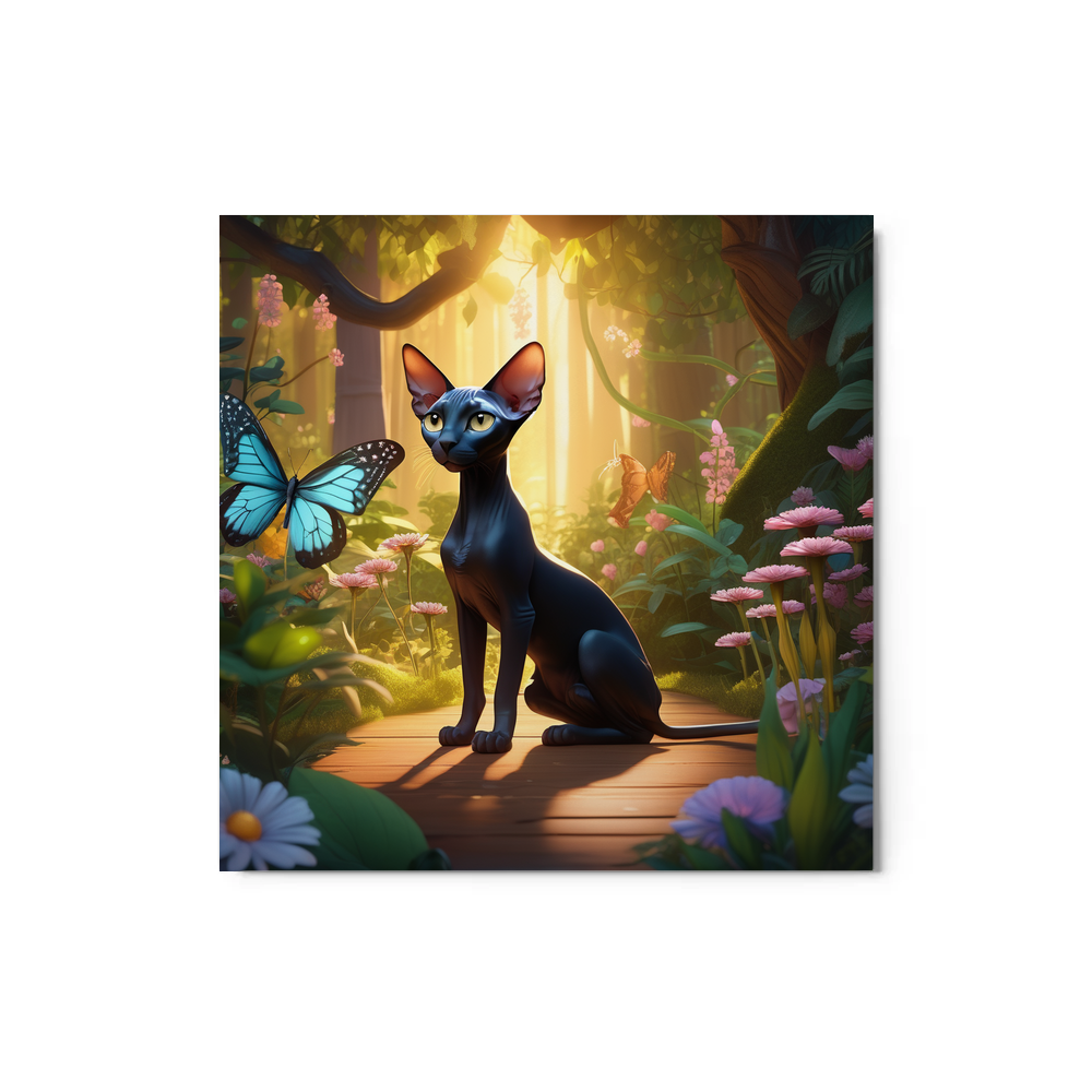 PugMug Custom Black Sphynx Cat Metal Print