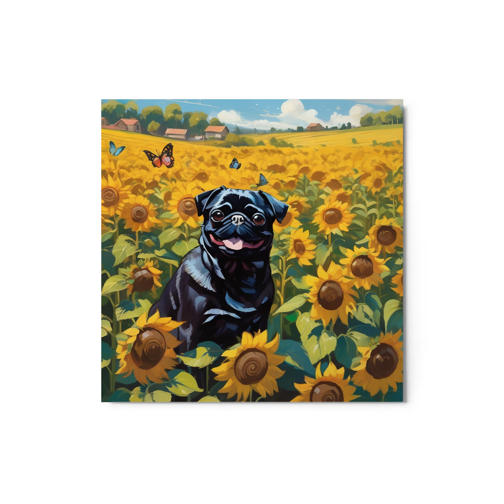 PugMug Custom Black Pug Metal Print