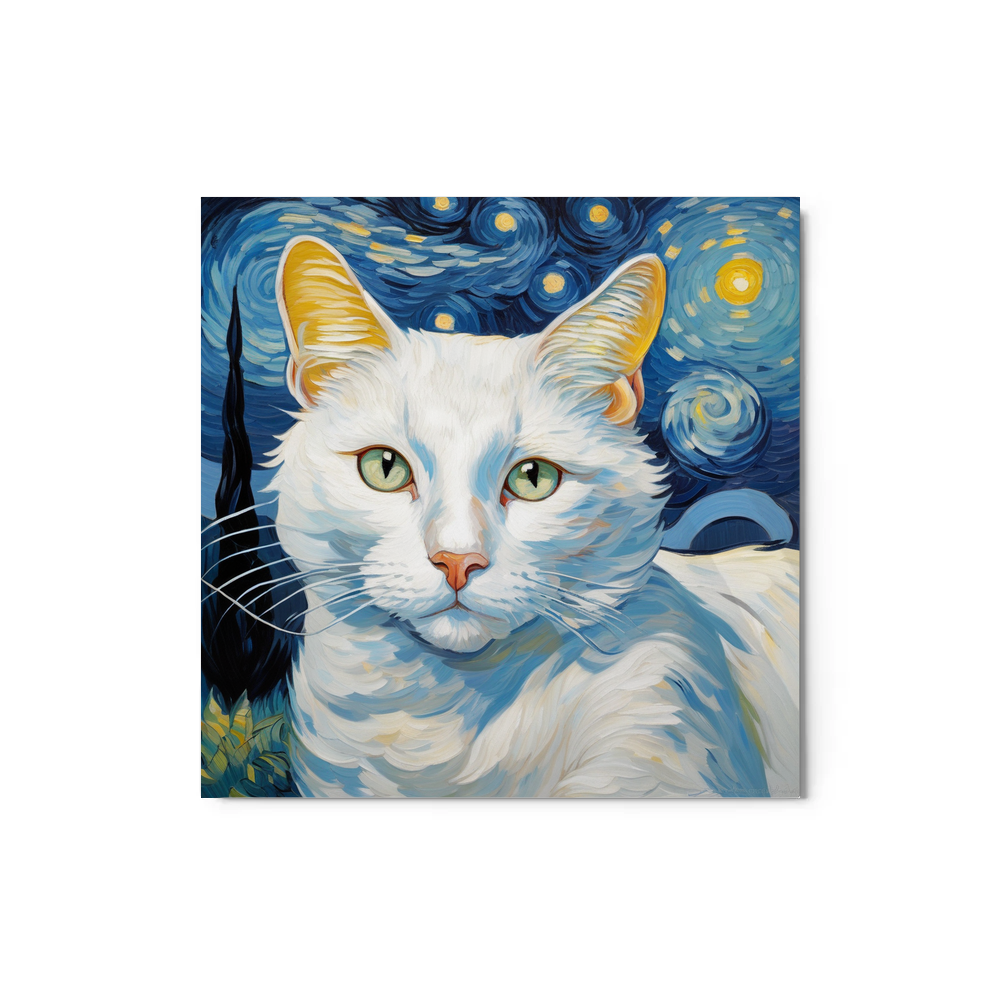 PugMug Custom White Companion Cat Metal Print