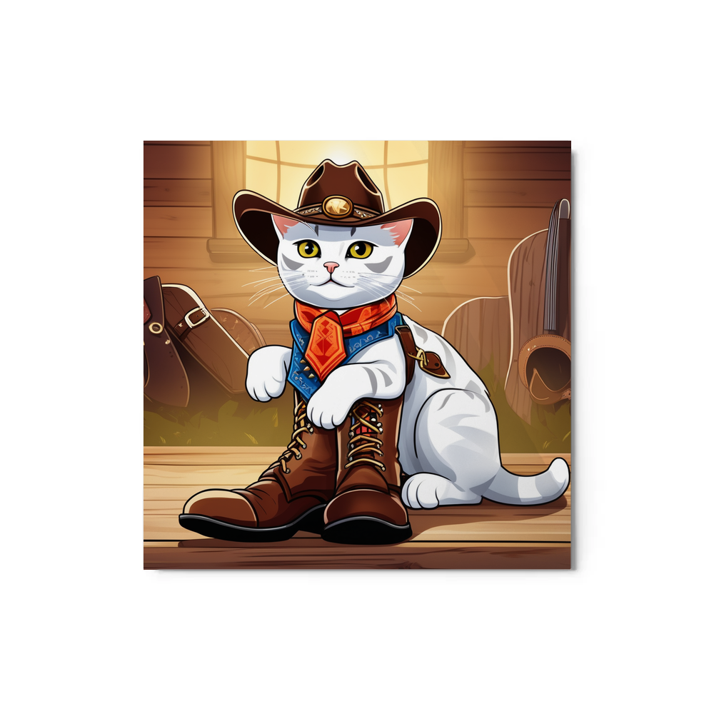 PugMug Custom White American Shorthair Cat Metal Print