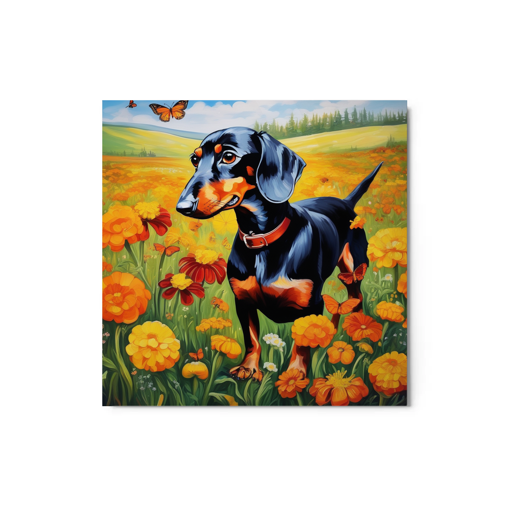 PugMug Custom Black Dachshund Metal Print