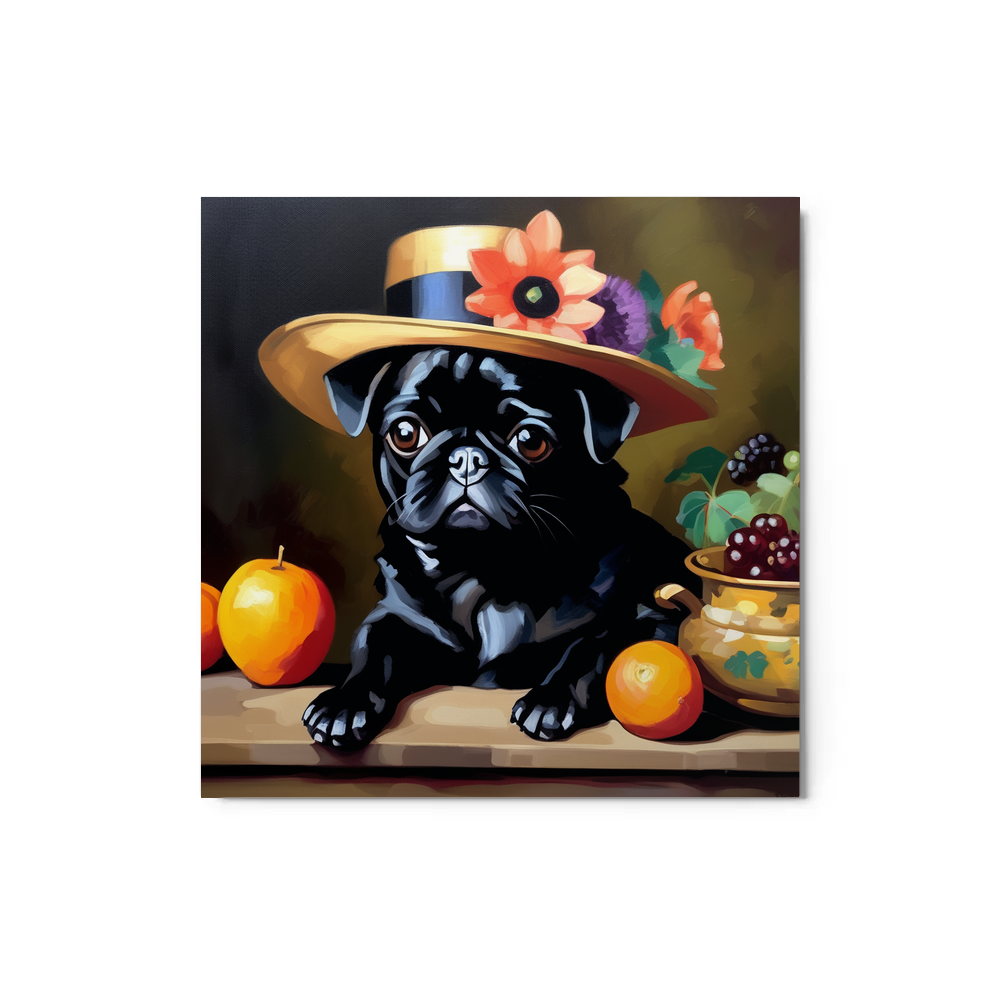 PugMug Custom Black Pug Metal Print