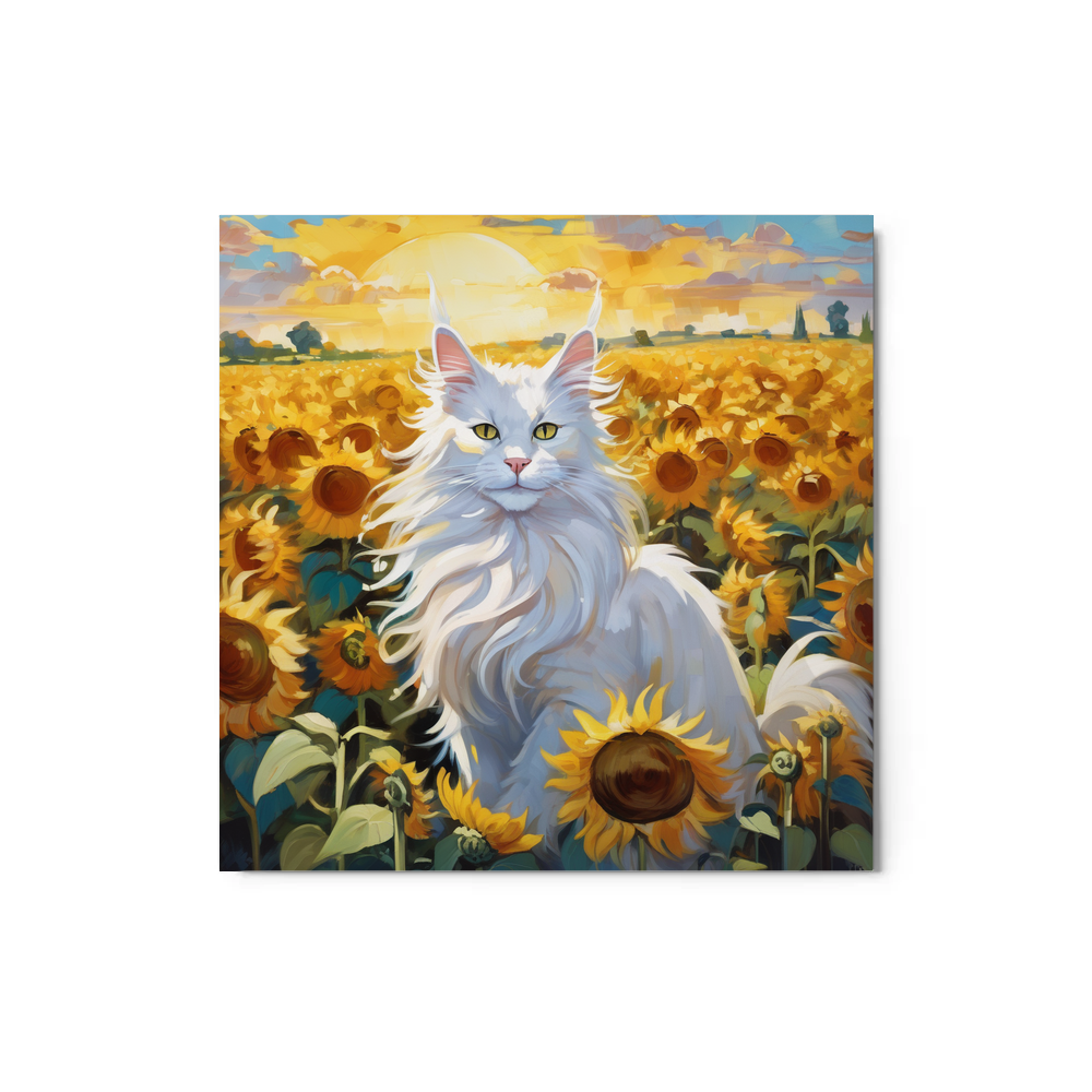 PugMug Custom White Maine Coon Cat Metal Print