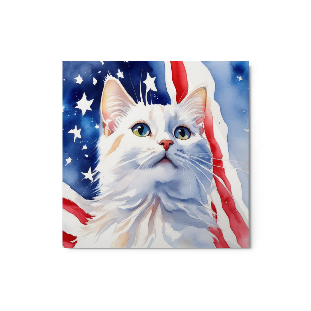 PugMug Custom White Companion Cat Metal Print