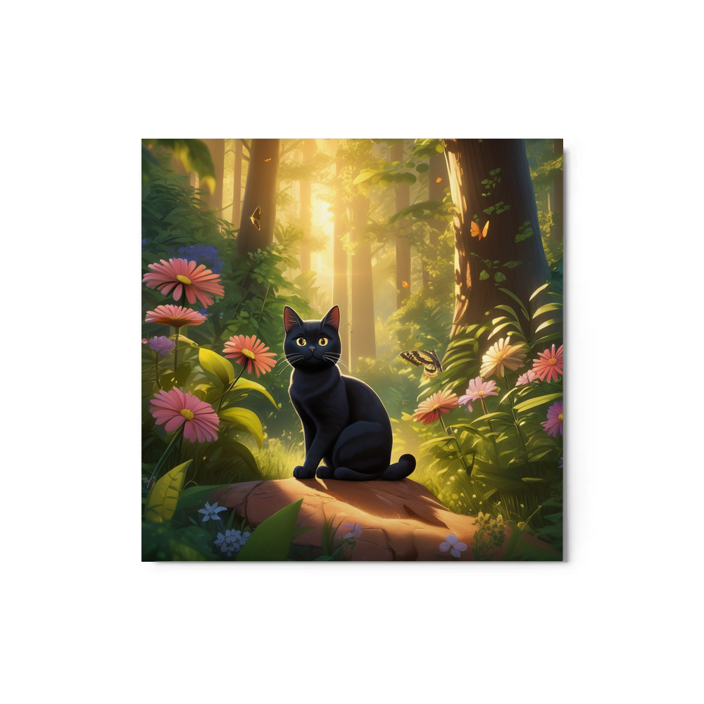 PugMug Custom Black American Shorthair Cat Metal Print