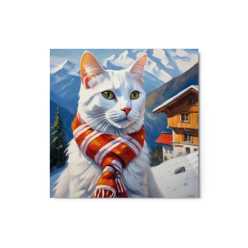 PugMug Custom White Companion Cat Metal Print