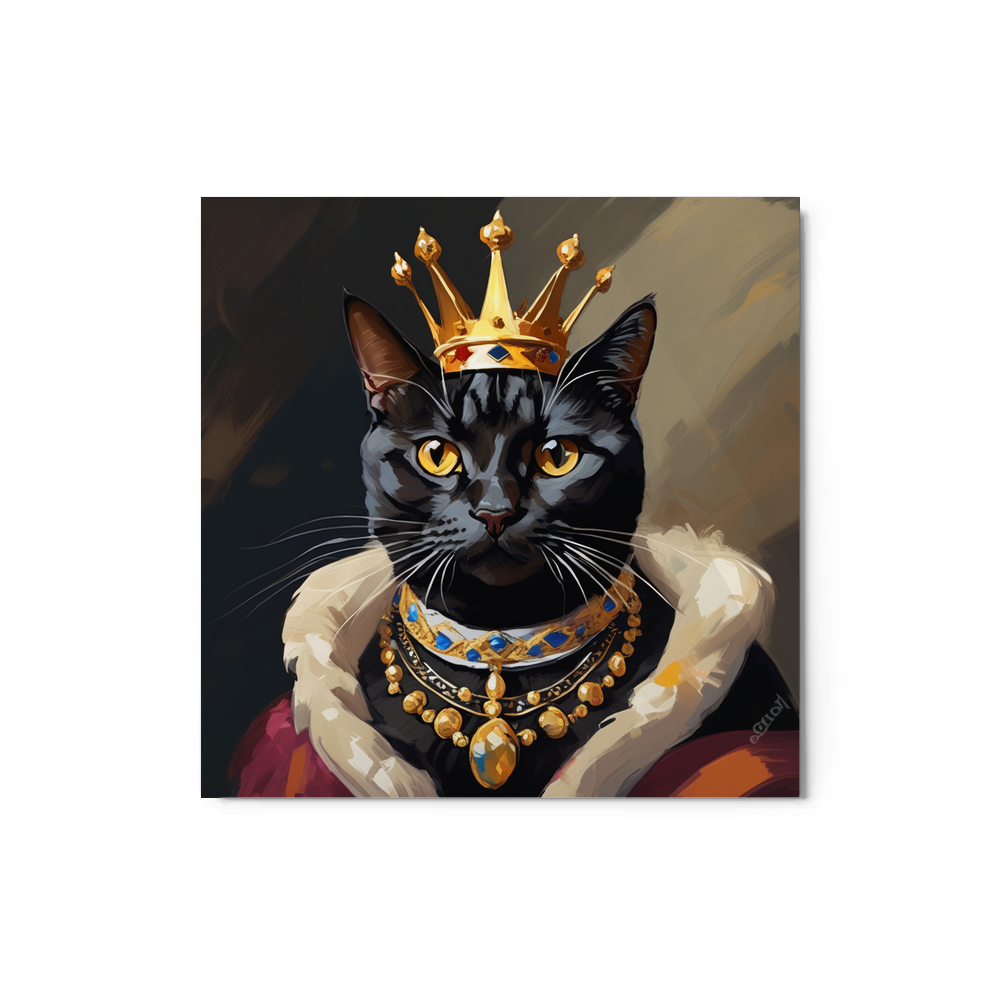 PugMug Custom Black American Shorthair Cat Metal Print