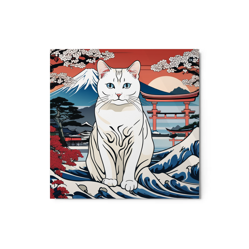 PugMug Custom White Companion Cat Metal Print