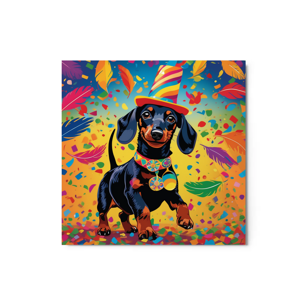 PugMug Custom Black Dachshund Metal Print